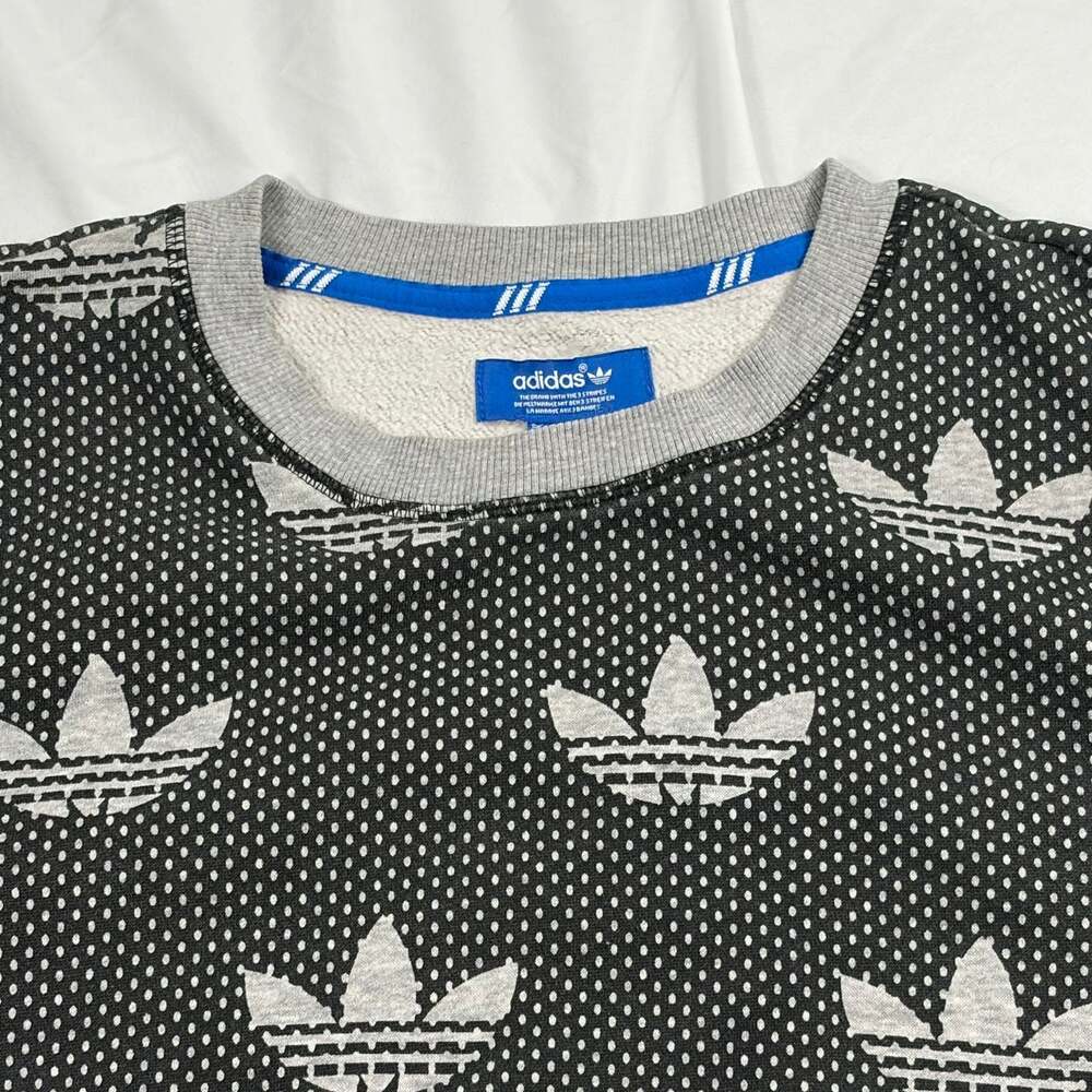 Adidas Originals All-Over Trefoil Print Crewneck Sweatshirt - Picture 2 of 6